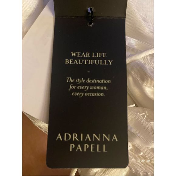 NWT Adrianna Papell size 14 Long Ivory Beaded Gown - Picture 8 of 16